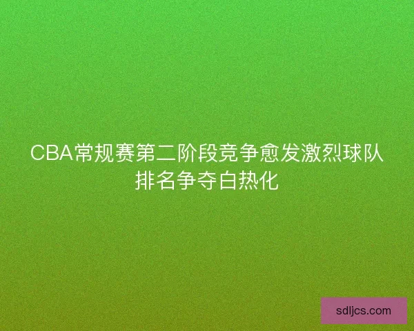 CBA常规赛第二阶段竞争愈发激烈球队排名争夺白热化