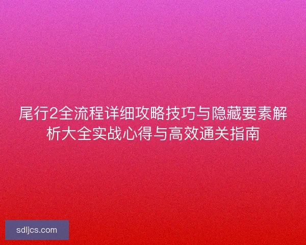 尾行2全流程详细攻略技巧与隐藏要素解析大全实战心得与高效通关指南